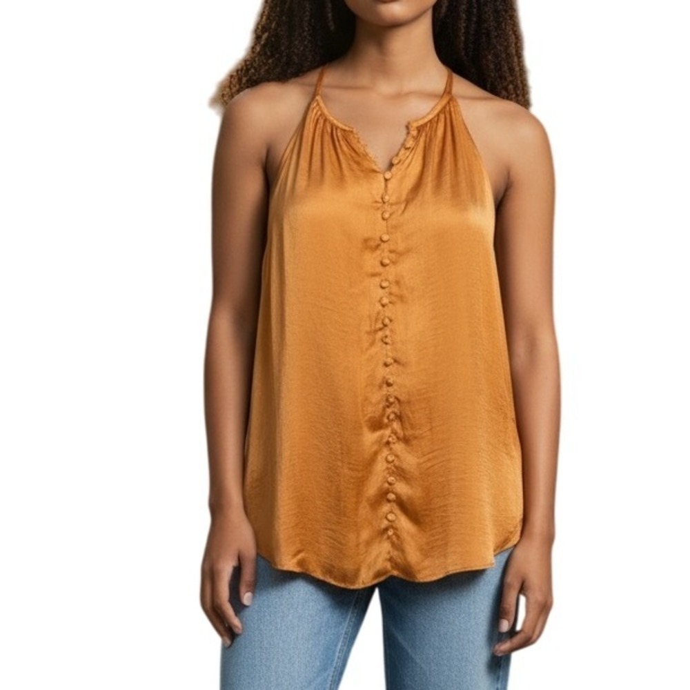 PHILOSOPHY Gorgeous‎ Orange Cream Button Front Lined Top NWT $68 Size Small